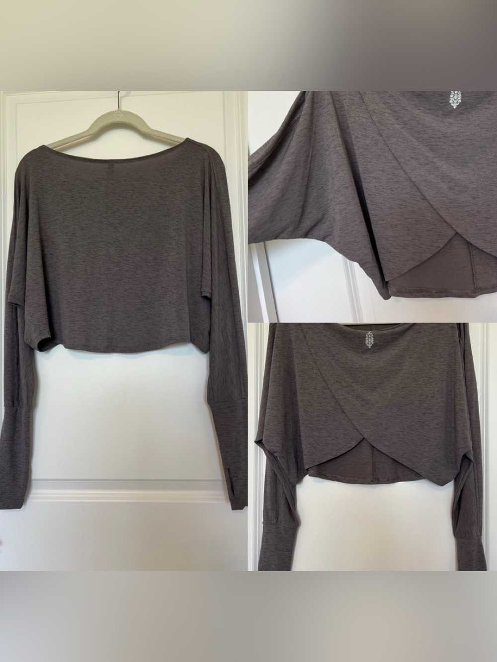 FP movement Women’s Cropped Dolman Sleeve Top - Gray S/P NWOT